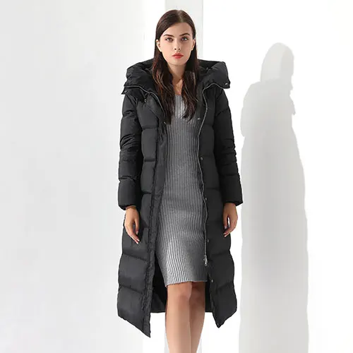 Black Пуховая парка для женщин s, Длинные пуховики, зимние пуховики Doudoune Femme, пальто для женщин, верхняя одежда, женское длинное пальто с капюшоном, пуховая парка GAREMAY - Цвет: Black