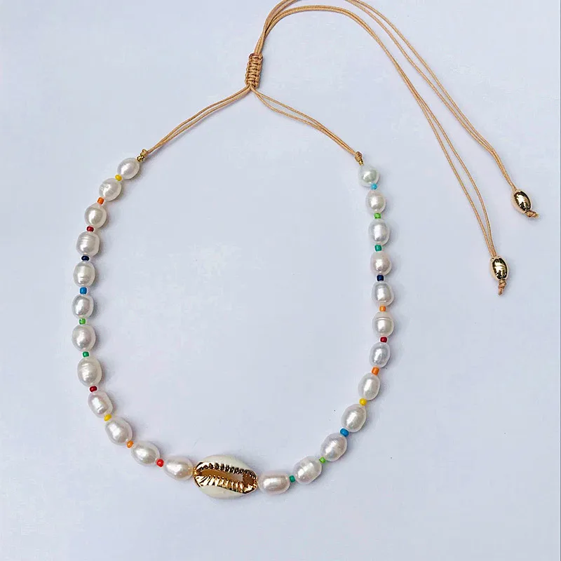 Boho Puka, натуральный Каури, ожерелье в виде ракушки, для женщин, массивные жемчужные барочные ювелирные изделия, колье-чокер, ювелирные изделия