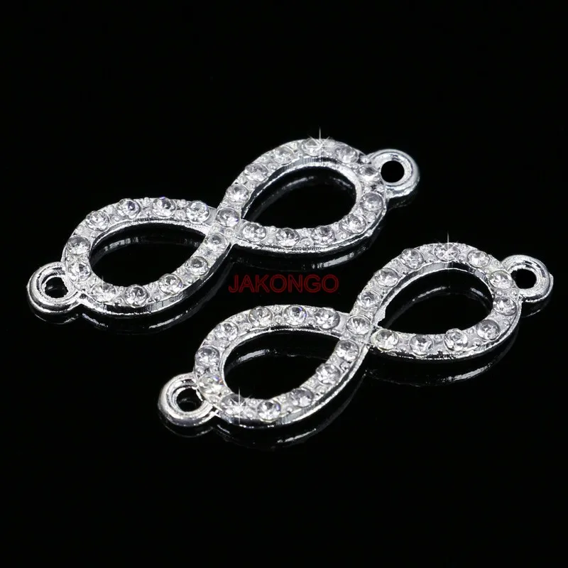 JAKONGO посеребренные Love Infinity коннекторы с кристаллами для изготовления ювелирных изделий браслет ювелирных изделий Аксессуары DIY 33x11 мм - Цвет: s2