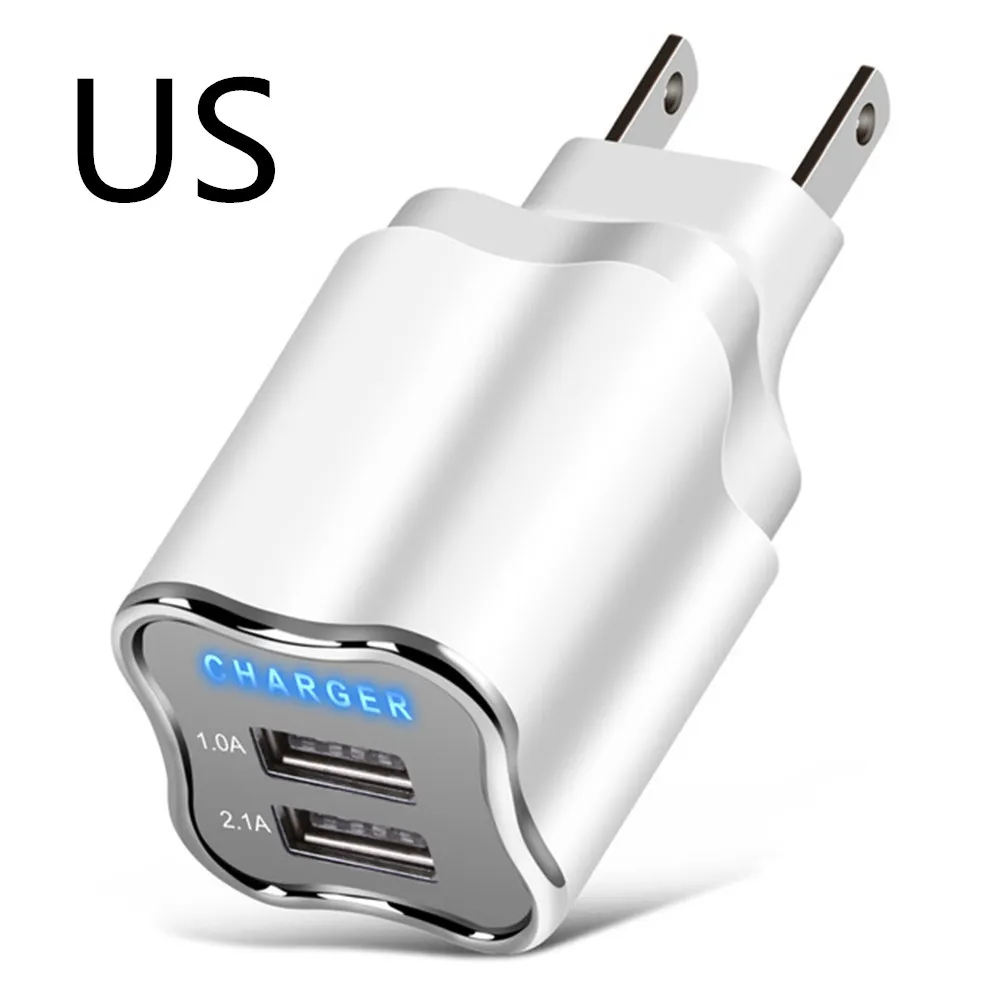 US Not Cable 5 в 2.1A светодиодный 2 USB зарядное устройство Хорошее настенное зарядное устройство EU/US штекер Адаптер для iPhone 8 7 6 iPad samsung huawei Xiaomi зарядное устройство для мобильных телефонов s - Тип штекера: US Not Cable