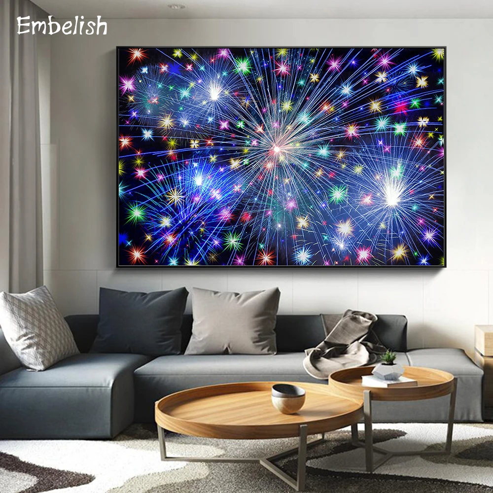 

Embelish 1 Pieces Hot Selling Colorful Firework Landscape Modern Home Decor Pictures For Living Room Bedroom HD Canvas Paintings