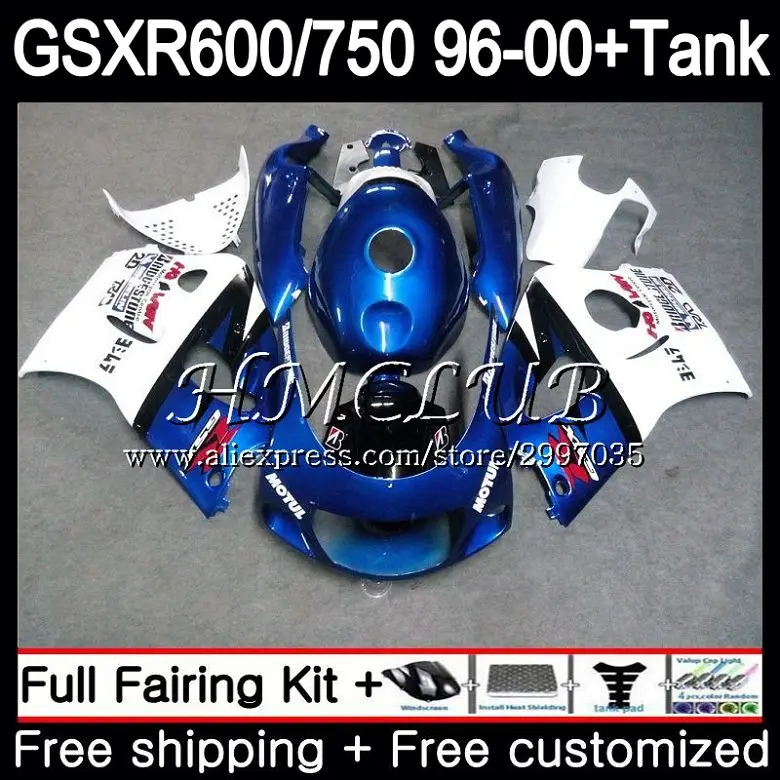 No. 1 Майка для Suzuki srad GSXR600 1996 1997 1998 1999 2000 24HC образования легкой пены. 3 GSX-R600 GSXR 750 600 GSXR750 96 97 98 99 00 фабрики голубой обтекатель - Цвет: No. 1