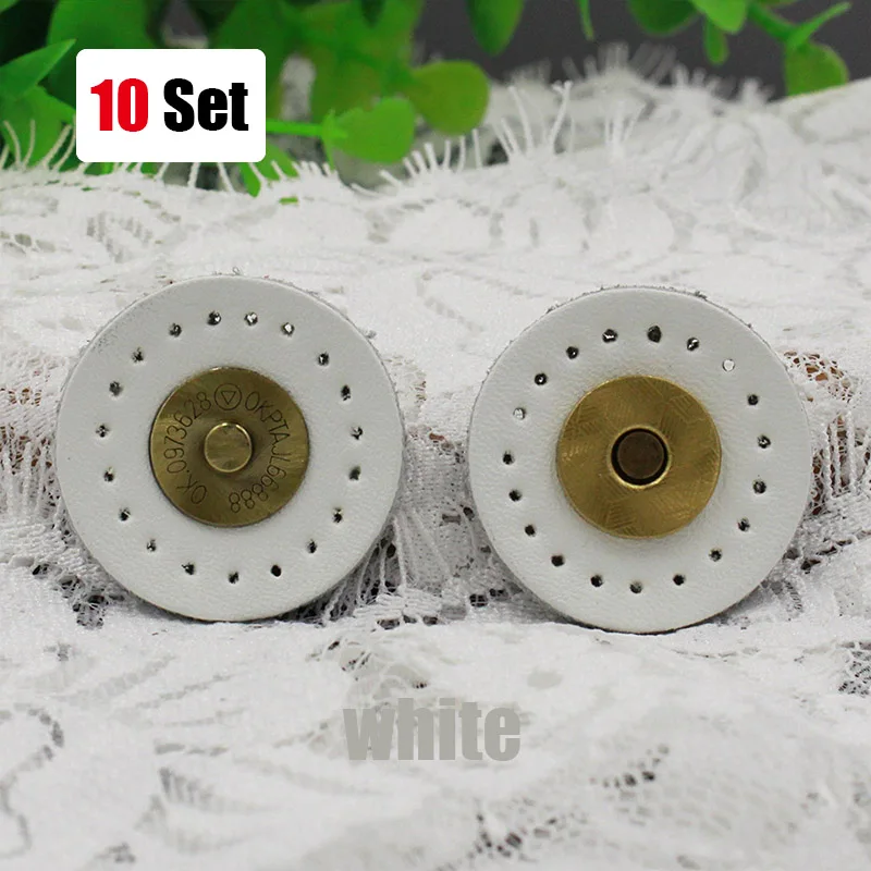 white 10set 10 шт. швейные кнопки магнитные металлические защелки Застежки Сумки Ремесло Швейные кожаные Кнопки diy ручные Прошитые кнопки - Цвет: white 10set