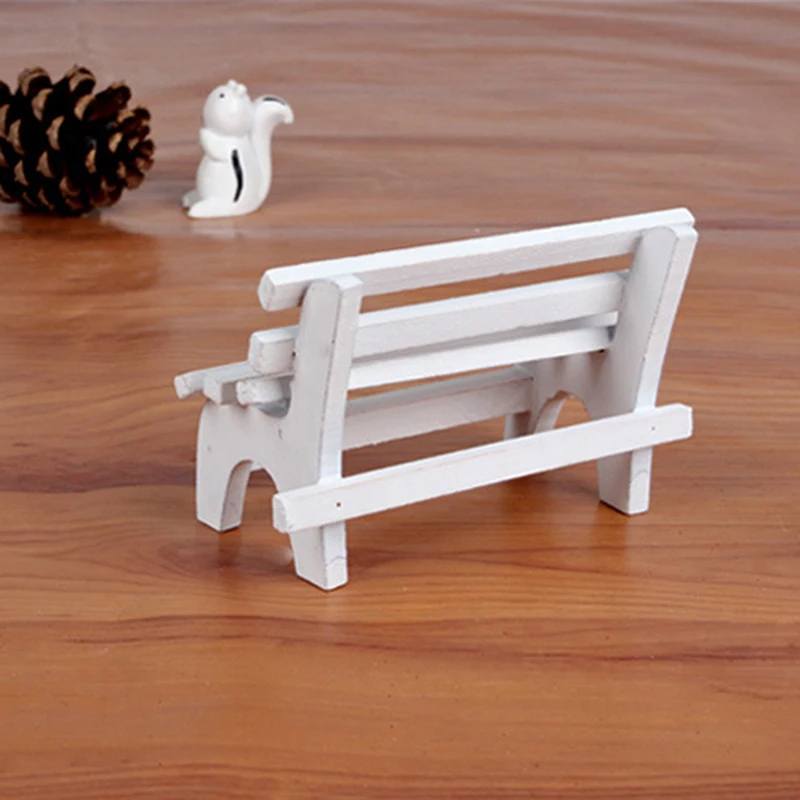 Миниатюрное деревянное парковое кресло садовые ремесла статуэтки белые