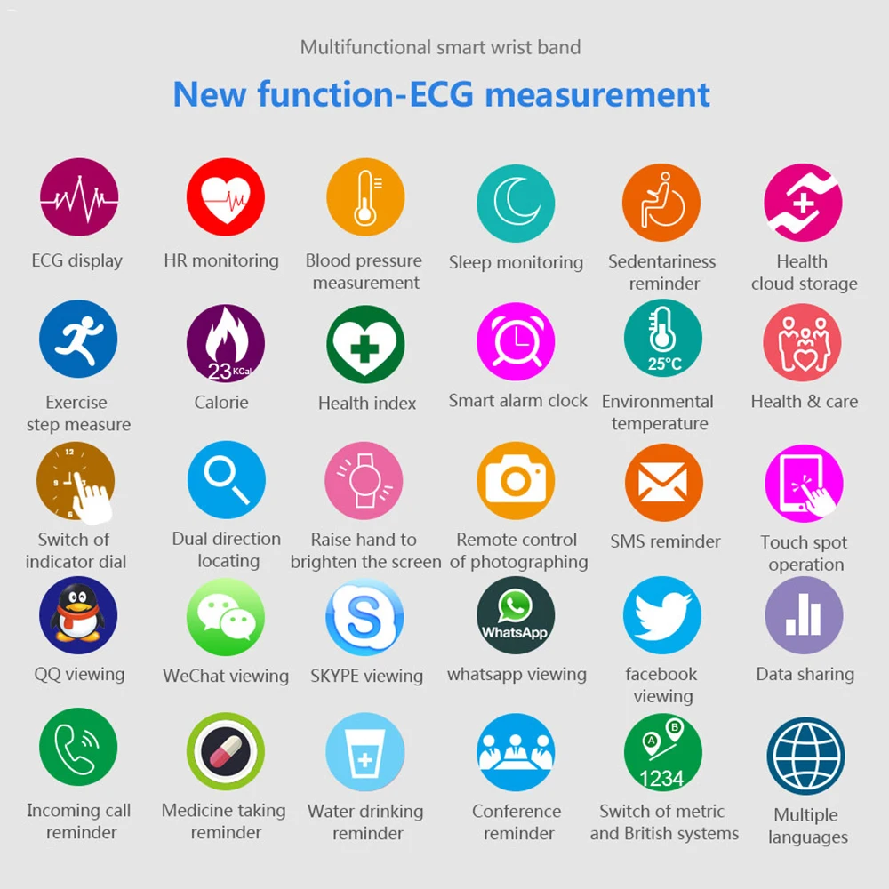 CD01 ECG HR смарт-браслет Bluetooth спортивный Смарт Браслет для измерения кровяного