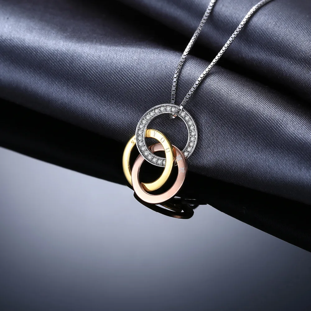 JewelryPalace 0.1ct Cubic Zirconia There Circle Winding You and Me Pendant Necklace 925 Sterling Silver 18 Inches Gift for Women | Украшения