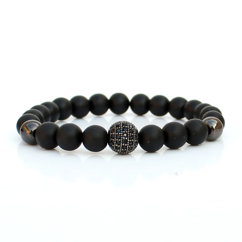 charm bracelet 8 мм камень Бусины Браслет Модные мужские ювелирные изделия шарик из кубического диоксида циркония браслеты для женщин специальные подарочные браслеты Hombre аксессуары Новинка - Окраска металла: charm bracelet