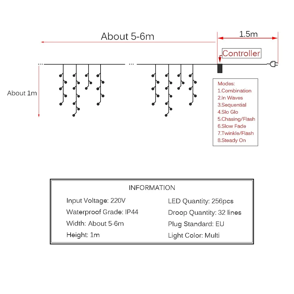 Сосулька светильник занавес 6 м * 1 светодиодные гирлянды Рождество украшение