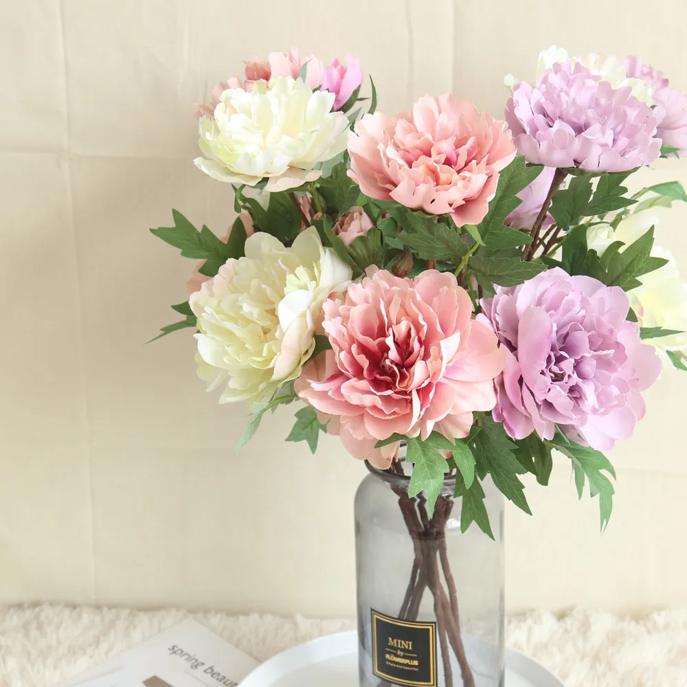 1 шт. искусственные цветы шелк для свадебной вечеринки Пион цветочный декор