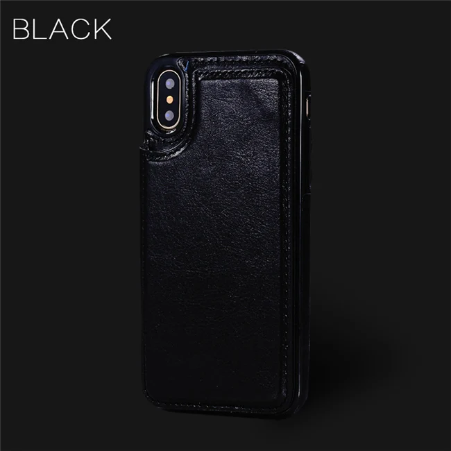 black Чехол-бумажник из искусственной кожи в стиле ретро для iPhone X, 6, 6 S, 7, 8 Plus, 5, 5S, SE, мульти держатель для карт, чехол-подставка для iPhone 11 pro, XS, MAX, XR, чехол - Цвет: black