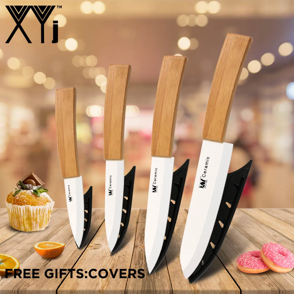 F 3456 inch XYj поварские ножи оксид циркония керамические кухонные ножи Vege слайсер поварской нож светильник с бамбуковой ручкой нож для мяса - Цвет: F 3456 inch
