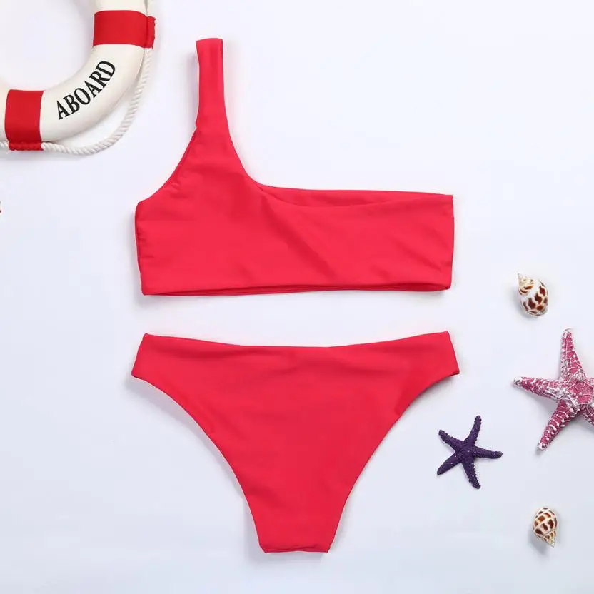 Женский купальник Бикини на одно плечо и с низкой талией # A30|feminino|feminino sexi |