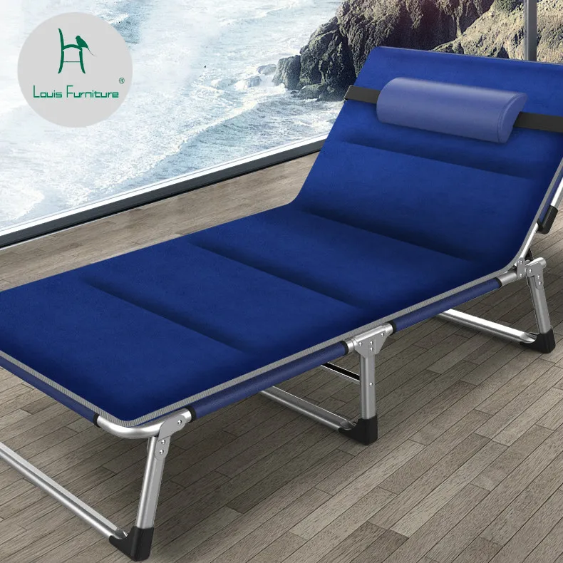 

Louis Fashion Sun Loungers Deck Chair Summer Office Lunch Break Nap Bed Folding Single Adult Bed with Convenient Space Saving