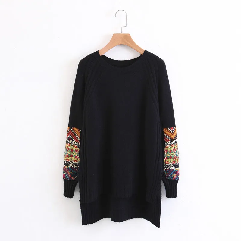 Рождественский подарок 2017 Женский винтажный свитер с вышивкой джемперы