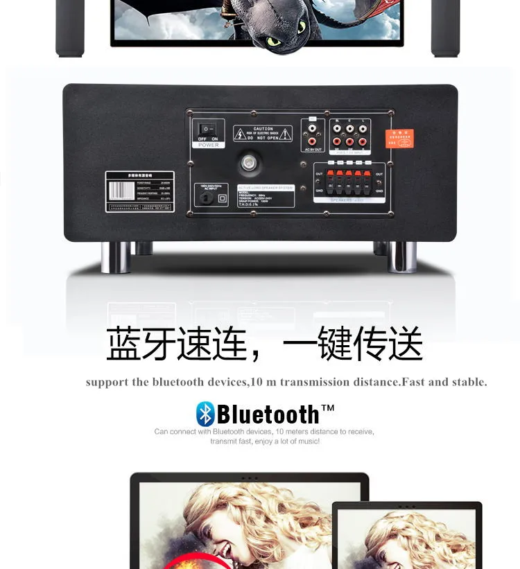 Настольный/настенный 5,1 Домашний кинотеатр комбинированный HiFi стерео усилитель мощности USB/SD/Встроенный Bluetooth/коаксиальный Оптический/USB 220 В
