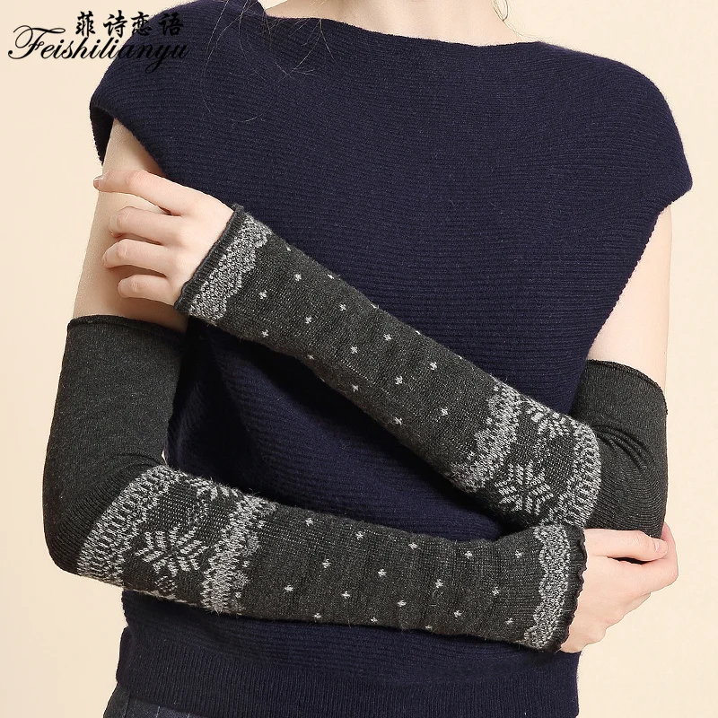 2018 теплые длинные перчатки женские гетры новые модные половинки варежки с