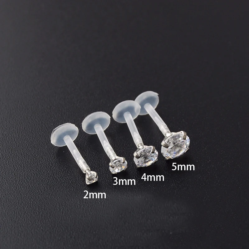 Bioflex Tragus Labret helix губ Монро Бар Пирсинг с хирургической стали зубец кубический циркон 20 шт./лот