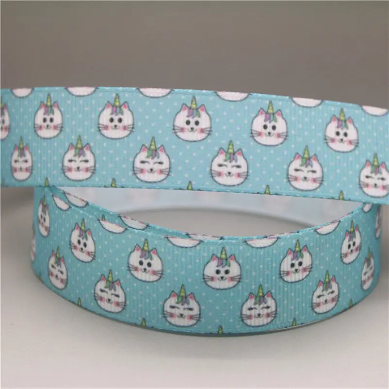 DUWES 50 ярдов кошка собака Валентина печатных grosgrain ленточный аксессуар hairbow головные уборы украшения OEM D1016