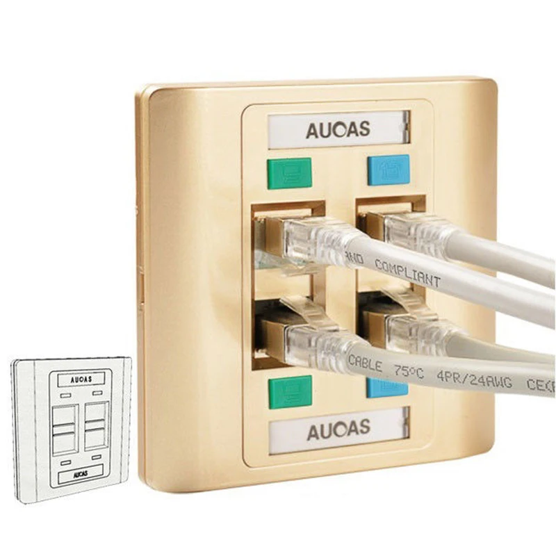 4 порта CAT5E CAT6 RJ45 сетевая настенная пластина 86 типа настенное крепление гнездо
