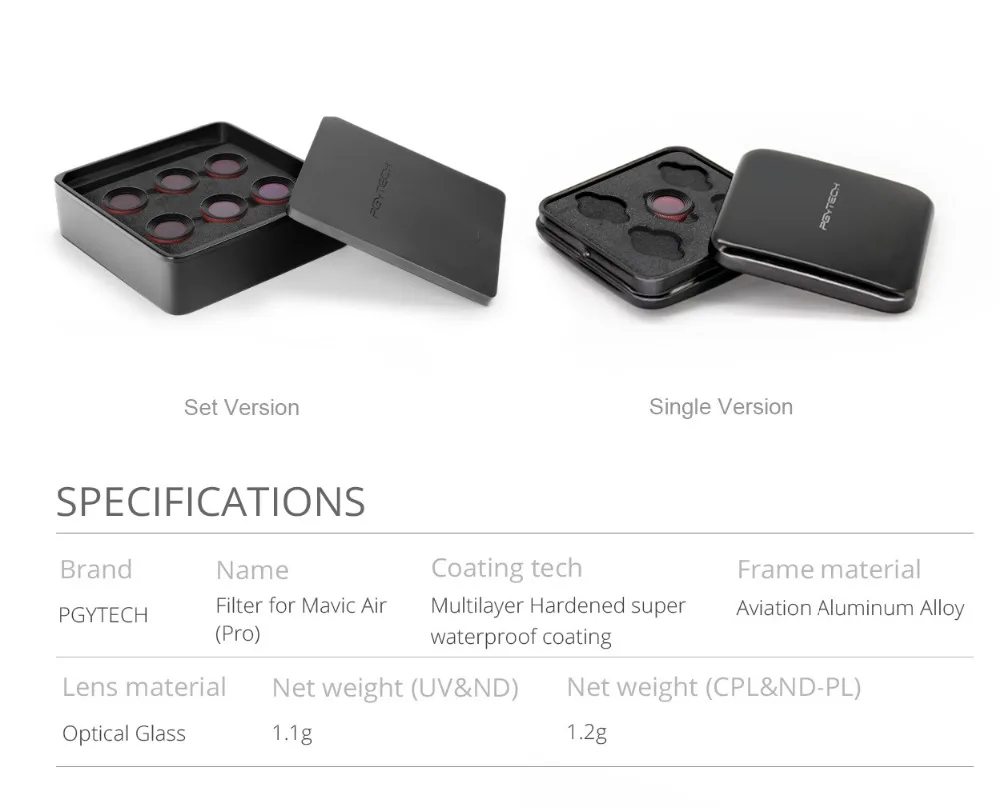 PGYTECH DJI Mavic воздушный фильтр UV CPL ND4 ND64PL Pro Mavic камера воздушного дрона фильтр(профессиональная версия