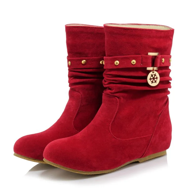 Каждый день Chaussure femme Зимние женские ботинки из флока без шнуровки Женская обувь