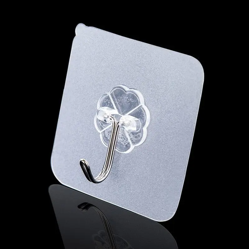 Kitchen Seamless Adhesive Hook Bathroom Transparent Wall Hanging Door Strong Nail-free Small Self | Дом и сад