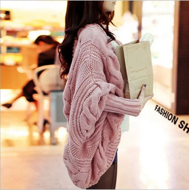 Женский кардиган с рукавами летучая мышь Повседневный Кардиган из грубой шерсти