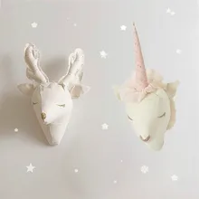 Единорог/олень мягкие игрушки 3D Животные головы настенный Декор подвесной детский настенный для детей Детская комната украшения Рождественские подарки Единорог/олень мягкие игрушки 3D Животные головы настенный Декор подвесной детский настенный для детей Детская комната украшения Рождественские подарки