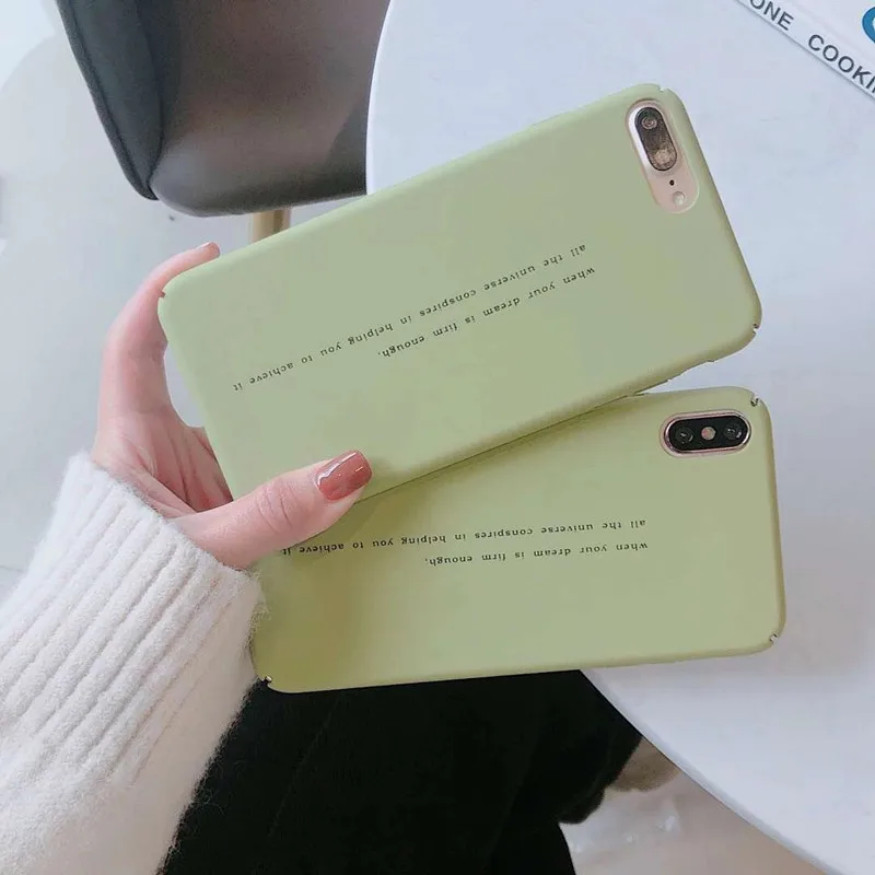 Japanese matcha tea green Simple letter Retro phone case for coque iPhone 7 plus 8 6s matte iphone cover X XR XS | Мобильные
