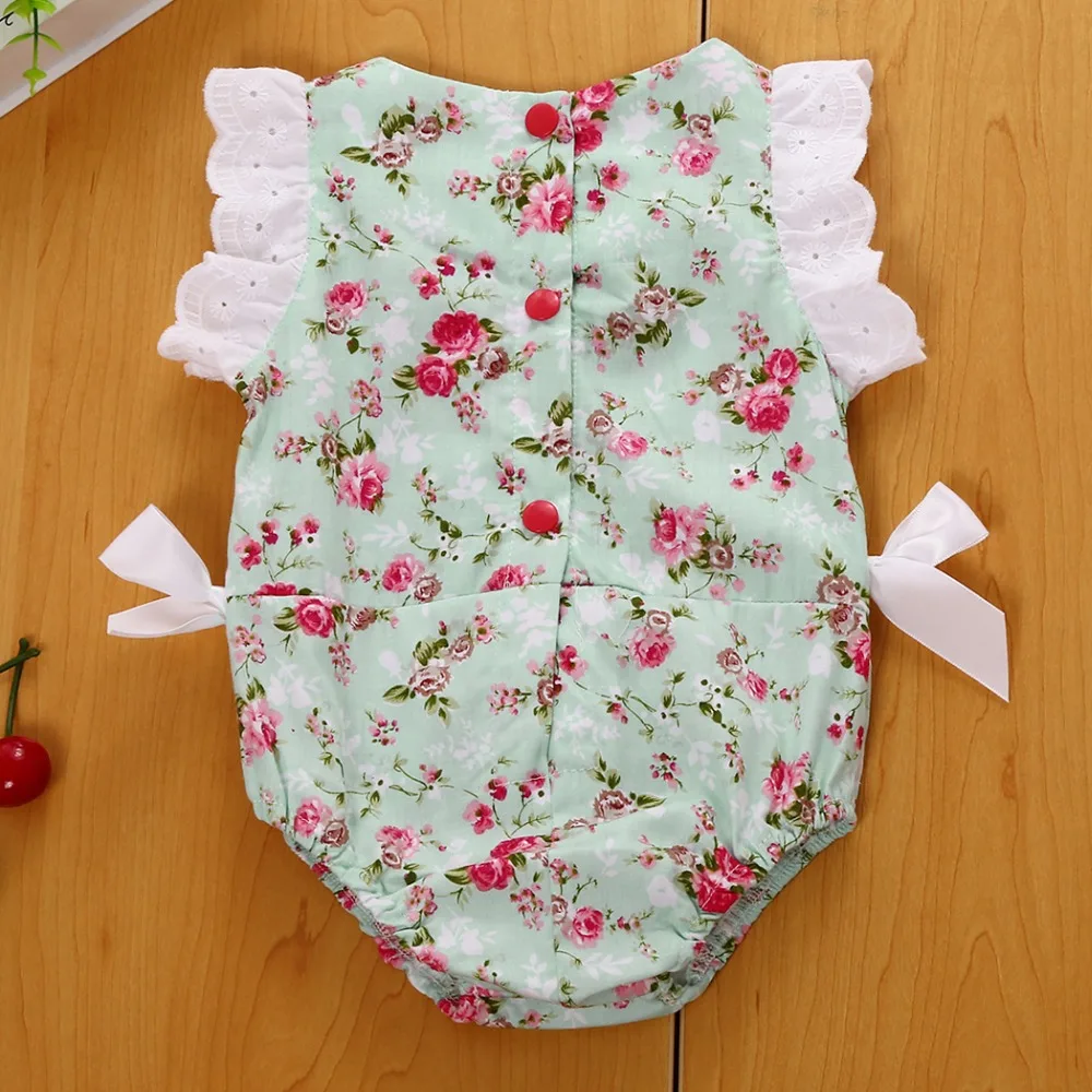 2018 Милый Летний комбинезон с бантом боди для новорожденных девочек цветочным