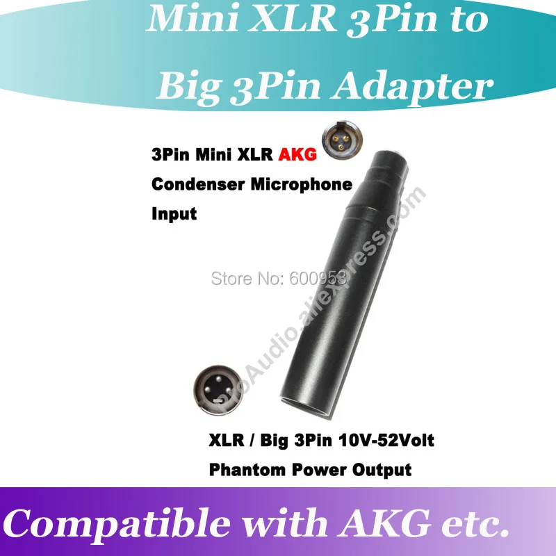 Профессиональный конденсаторный микрофон Mini 3Pin к большому Male XLR AKG Samson адаптер