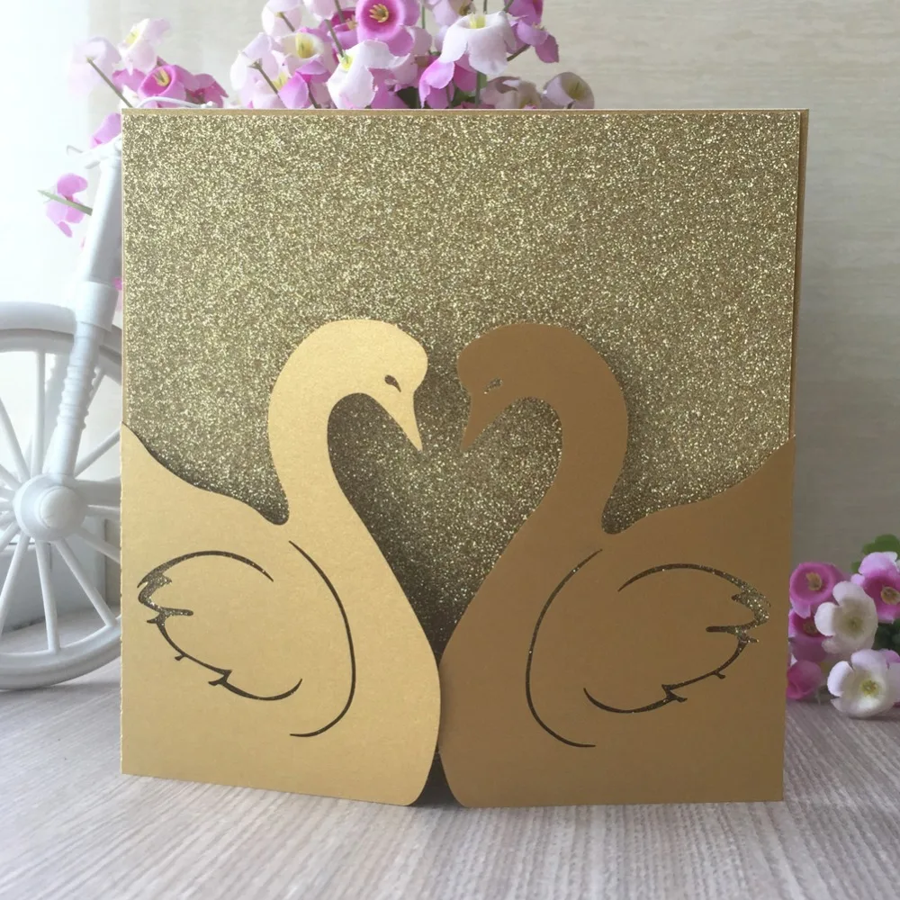 100 шт. Лазерная огранка золота свадебные приглашения конверт invitaciones de boda convite