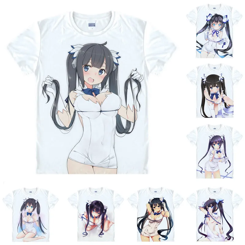 Coolprint koszula z motywem Anime DanMachi Familia mit koszulki multi-style z krótkim rękawem Loli Boob bogini Hestia Cosplay motixs koszule