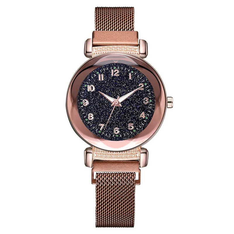 

Women Watches Hot Sale Fashion Magnetic Starry Sky Noctilucent Watch Mosaic Diamond Quartz Mesh Belt Lady Watch reloj mujer #C
