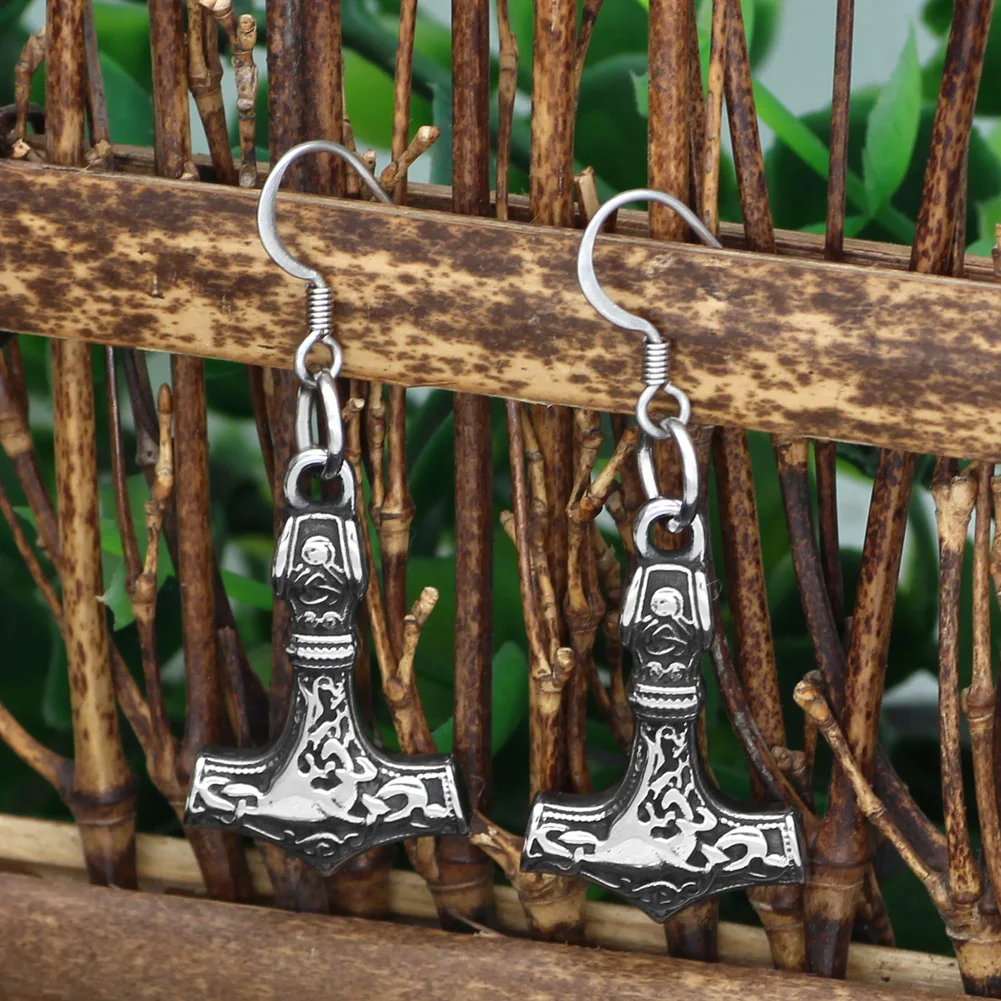 Скандинавский Викинг руны маленький Молот Тора Mjolnir серьги из нержавеющей стали