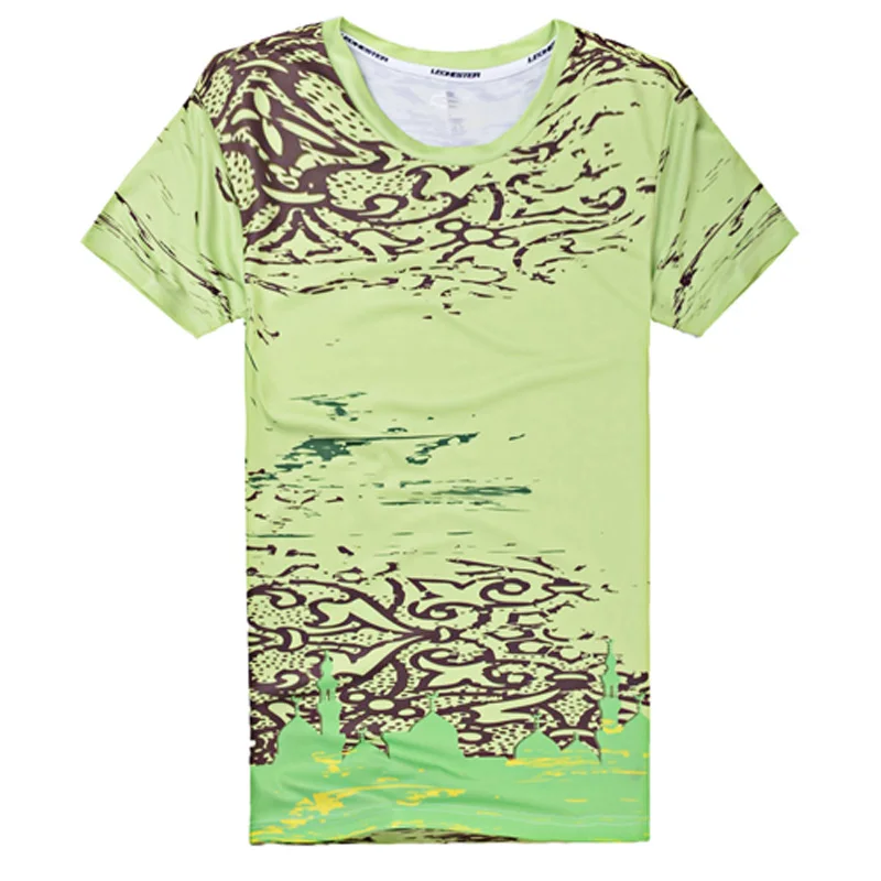 Короткие Рукава Мужские Сжатия Рубашка Бодибилдинг 3D Печать Футболки Дышащая