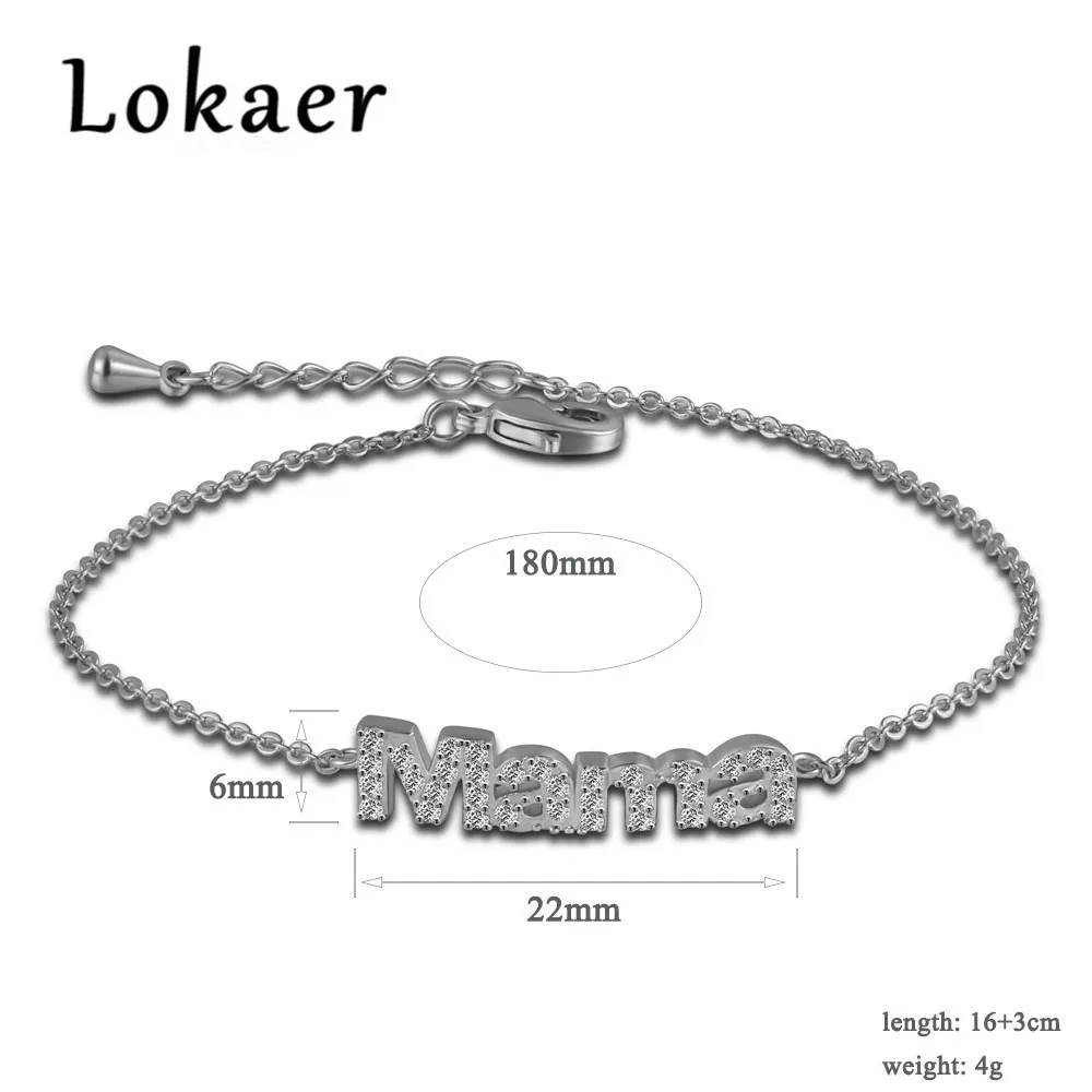 Lokaer, Модный женский простой дизайн, Классические стразы, браслет для мамы, ювелирные изделия, подарок для Mather Pulsera