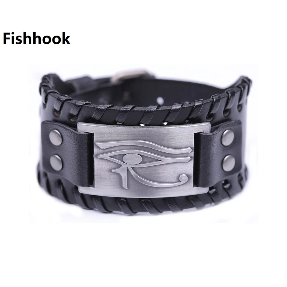 Мужской кожаный браслет Fishhook новинка Прямая поставка древний египетский символ