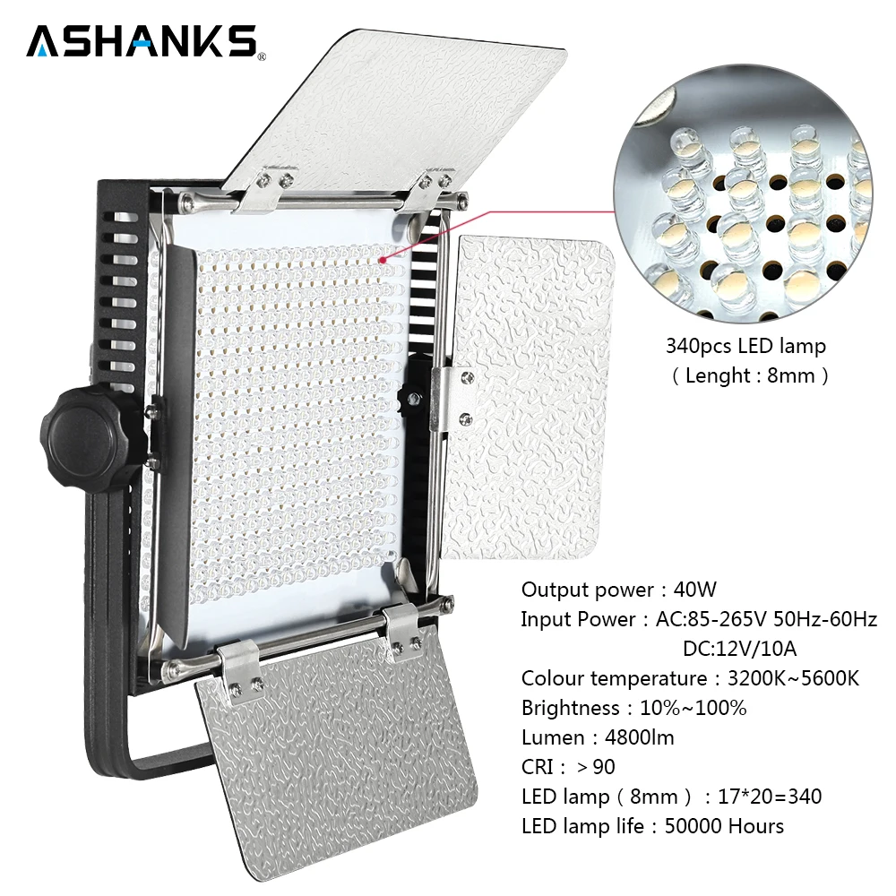 ASHANKS 40 Вт Светодиодная панель свет фотографии лампы диммер 3200 К к/5500 непрерывной