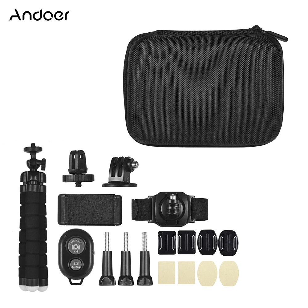 Комплект аксессуаров для спортивной экшн камеры Andoer 18 в 1 Brave 4/V50/CAMPARK/GOPRO 7/Hero 6/5 Xiaoyi