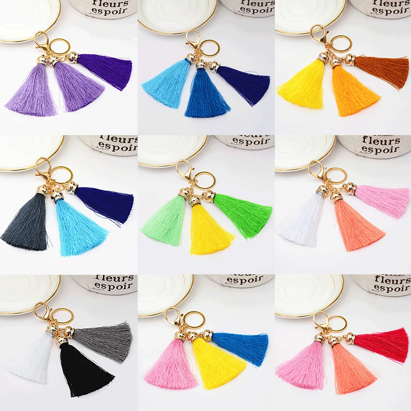 Модный 3 ледяной Шелковый автомобильный брелок с кисточками для женщин и мужчин