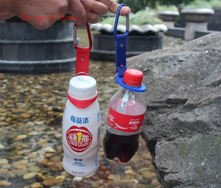 Hebilla de botella de agua de goma para acampar, senderismo, viajar al aire libre, mosquet&oacute;n de alta elasticidad, soporte para hervidor de agua, Clip-4