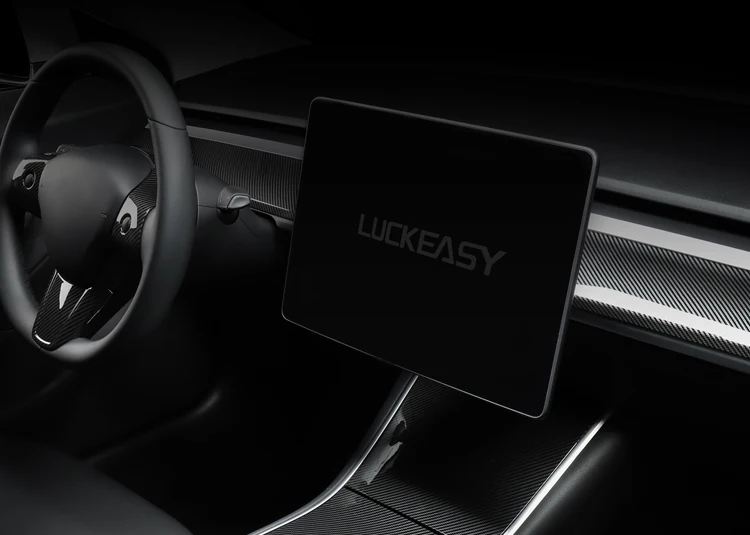 LUCKEASY автомобиля Центральная панель управления защитная патч для Tesla модель 3- из пластика ABS, имитация углеродного волокна красный белый 3 шт./компл