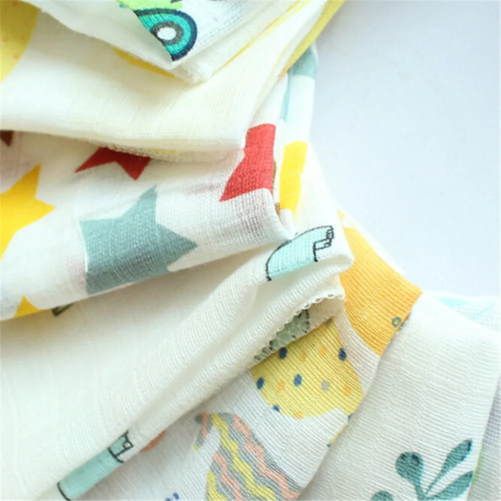 Cotton Feeding Square Towels Handkerchief Gauze Newborn Baby Infant Cartoon Face Hand Bathing Towel Bibs 2pc | Детская одежда и