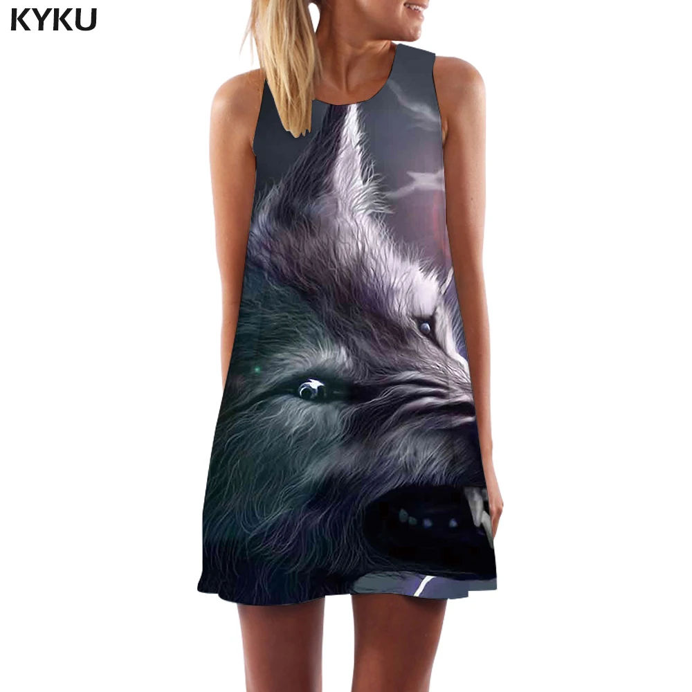 KYKU бренд Moon платье для женщин Galaxy Space женские платья горный Сарафан синий Vestido