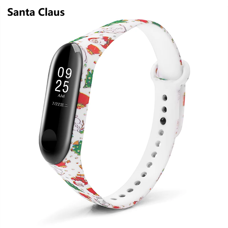 BOORUI mi band, 3 ремешка, силиконовый браслет с разнообразными цветами, браслет mi band, 3 ремешка, модный спортивный ремешок для xiaomi mi3 - Цвет: Santa Claus