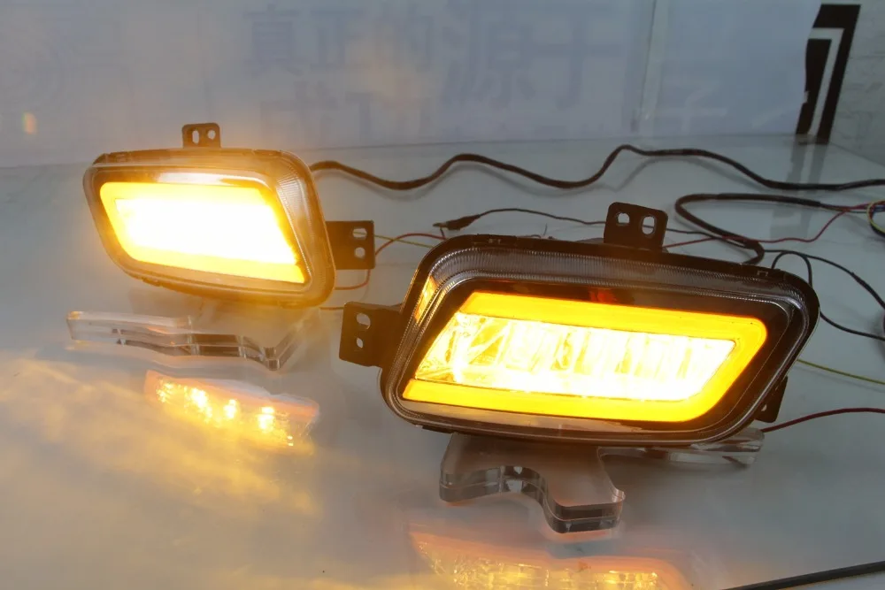 Osmrk led drl дневные ходовые огни для Ford Everest 2016-2019 с желтым поворотным сигналом и