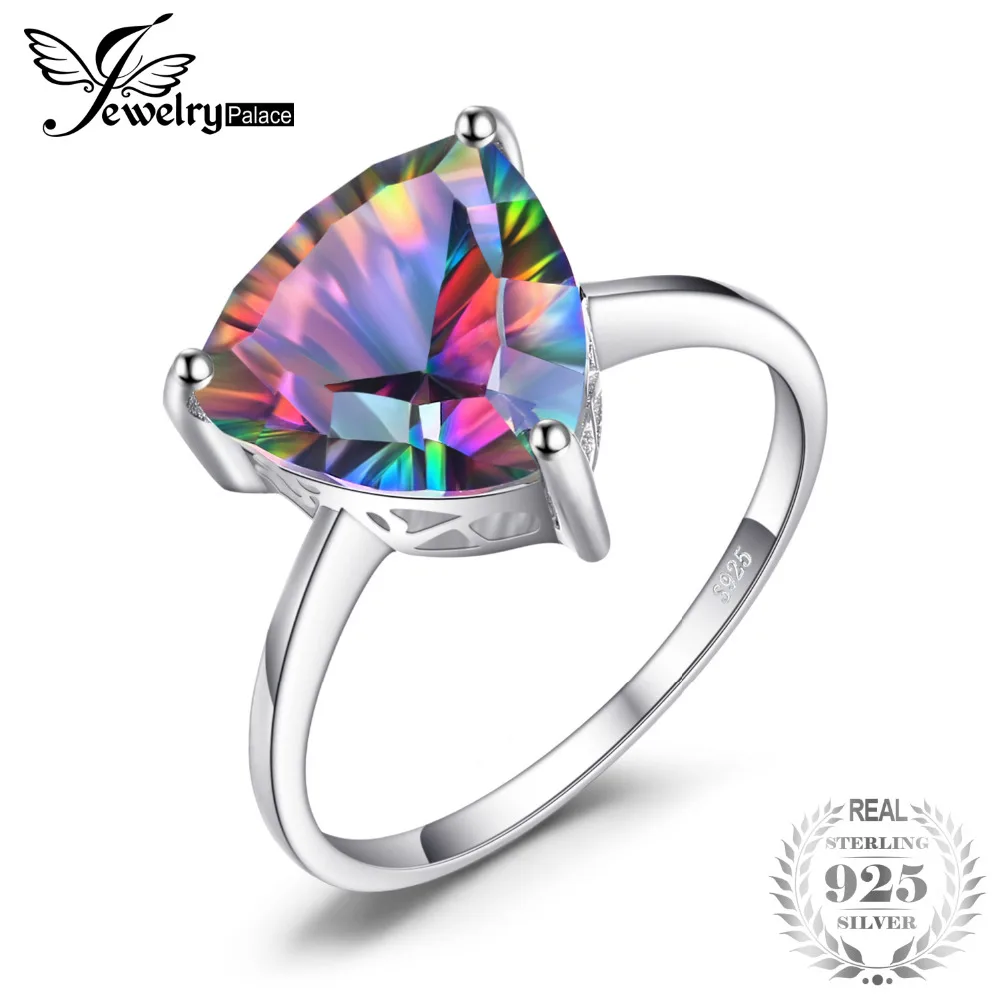Jewelrypalace естественная Радуга Огонь Мистик Топаз Кольцо для Для женщин огранки concave