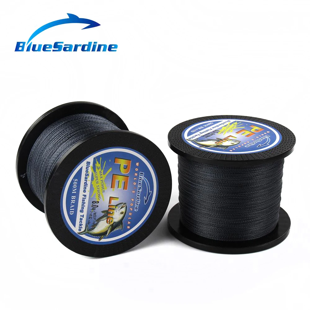 Плетеная рыболовная леска BlueSardine 500 м многонитевая из ПЭ рыболовные снасти 12-90