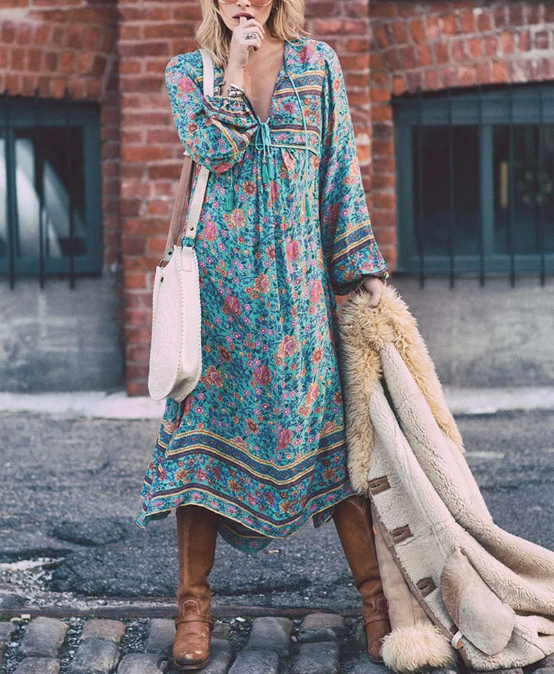 Осеннее богемное платье для беременных с длинными рукавами; vestidos; Одежда для беременных женщин; платья с принтом и кисточками; Одежда для беременных